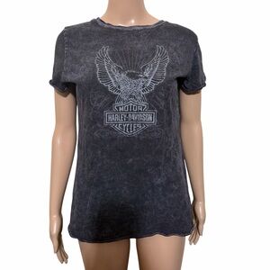 Harley-Davidson Women's Washed Black Eagle Logo Tee